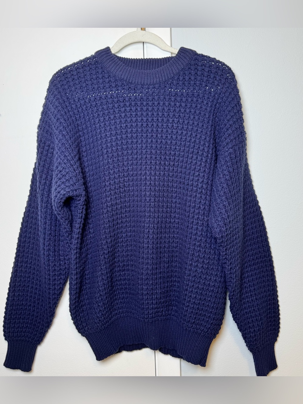 Vintage Sears Roebuck Men's Navy Textured Knit Crewneck Sweater